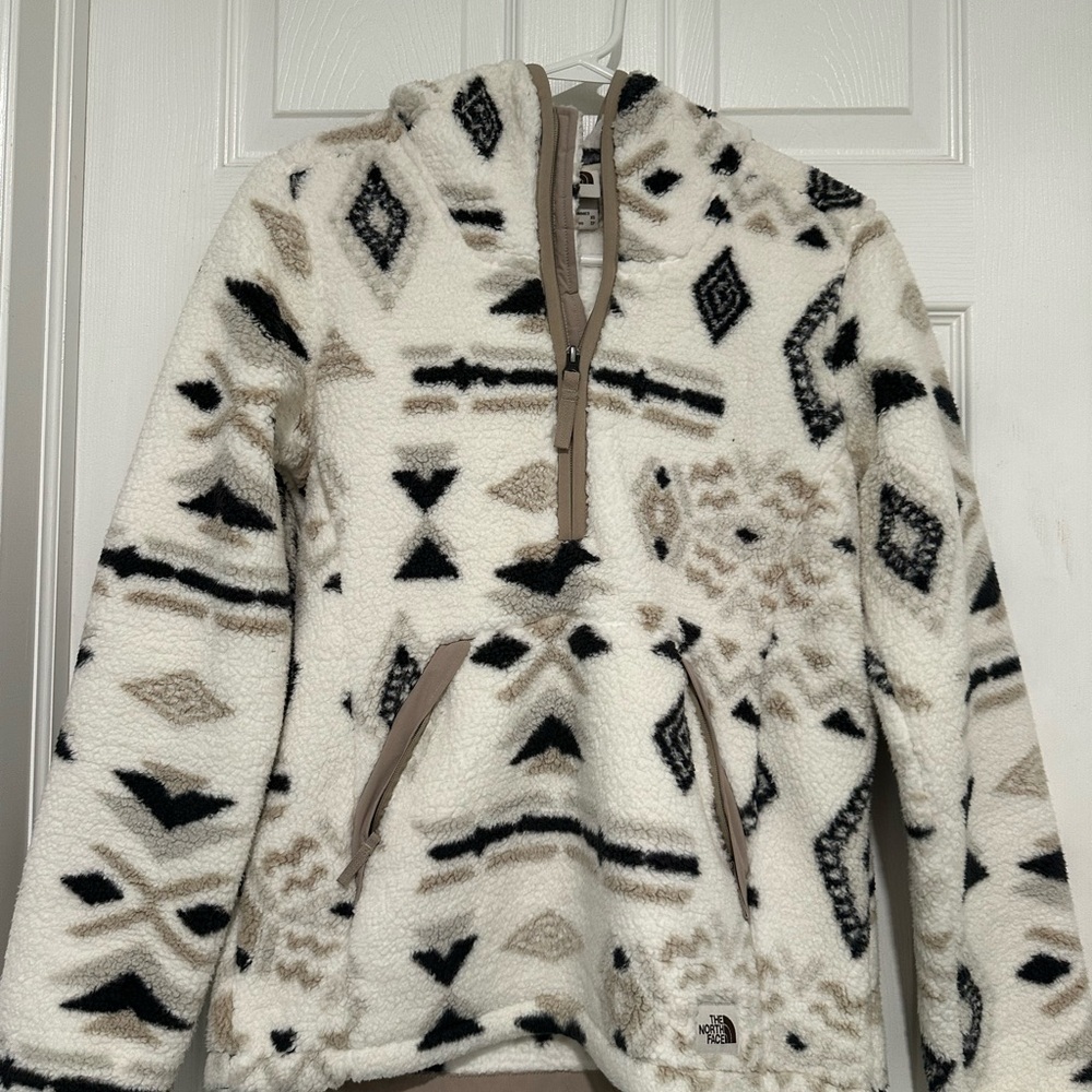 The North Face Cream and Gray Fleece Jacket